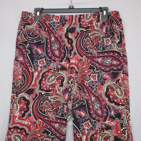 J.Jill Loose Fit Leggings Paisley Design Black & Purple Women Size | XL - Picture 3 of 10